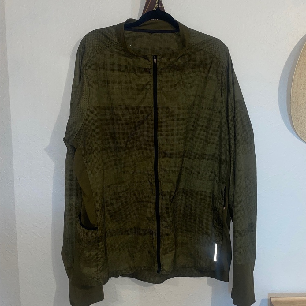 REI Outdoor Olive Green Zip-Up Running/Hiking Lightweight Jacket